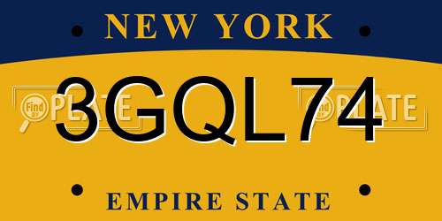 3GQL74 New York License Plate