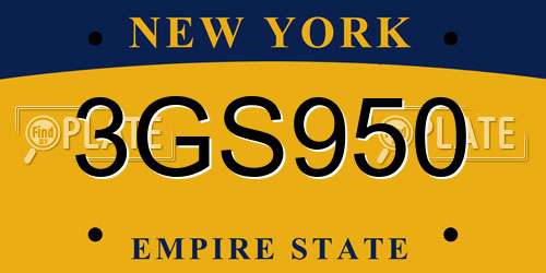 3GS950 New York License Plate