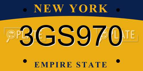 3GS970 New York License Plate