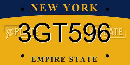 3GT596 New York License Plate