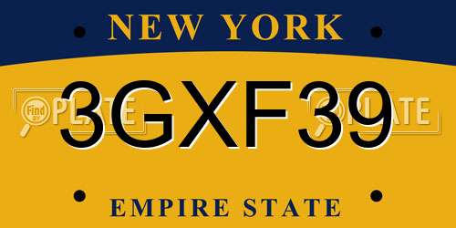 3GXF39 New York License Plate
