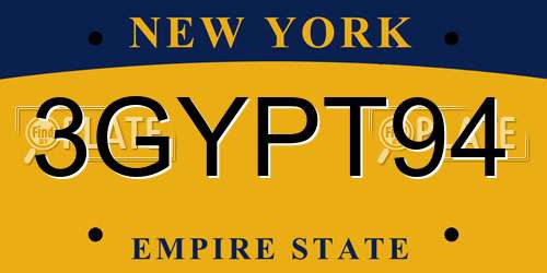 3GYPT94 New York License Plate