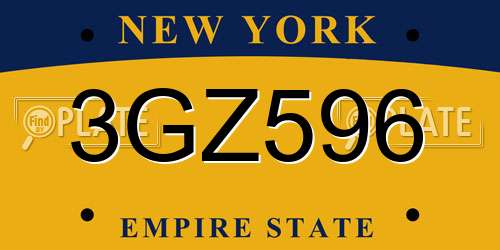 3GZ596 New York License Plate