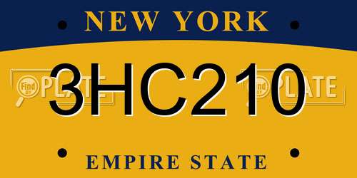 3HC210 New York License Plate