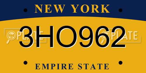 3HO962 New York License Plate