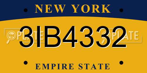 3IB4332 New York License Plate