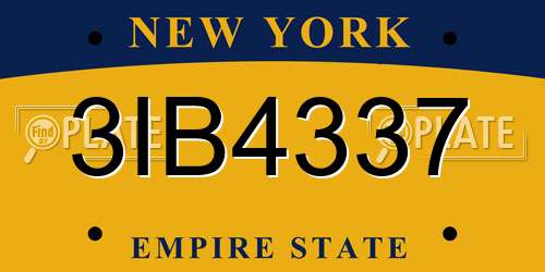 3IB4337 New York License Plate
