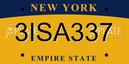 3ISA337 New York License Plate
