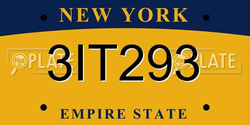 3IT293 New York License Plate