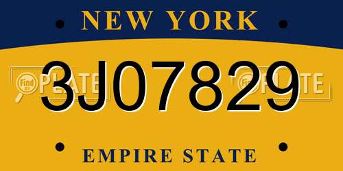 3J07829 New York License Plate