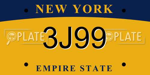 3J99 New York License Plate