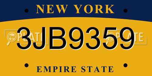 3JB9359 New York License Plate