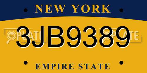 3JB9389 New York License Plate
