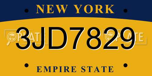 3JD7829 New York License Plate