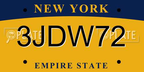 3JDW72 New York License Plate