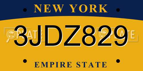 3JDZ829 New York License Plate