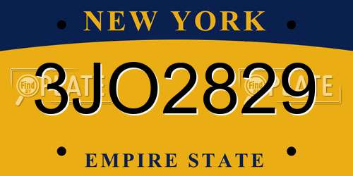 3JO2829 New York License Plate