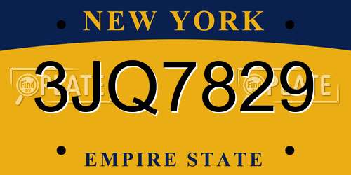 3JQ7829 New York License Plate