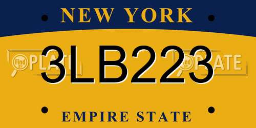 3LB223 New York License Plate
