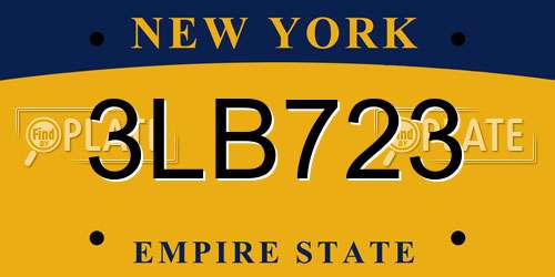 3LB723 New York License Plate