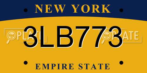 3LB773 New York License Plate