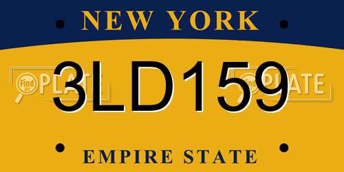 3LD159 New York License Plate