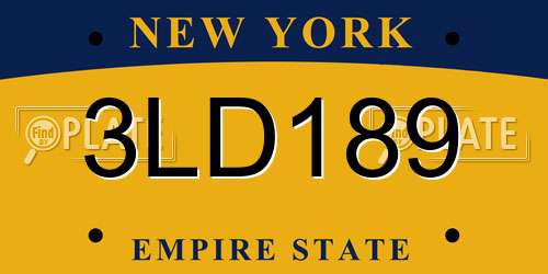 3LD189 New York License Plate