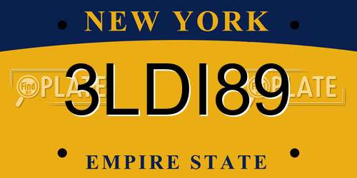 3LDI89 New York License Plate