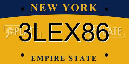 3LEX86 New York License Plate