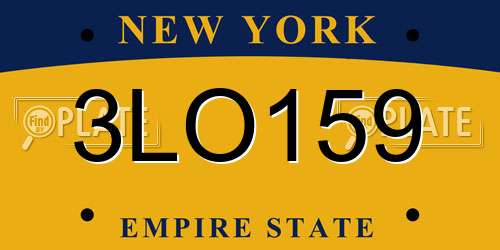 3LO159 New York License Plate