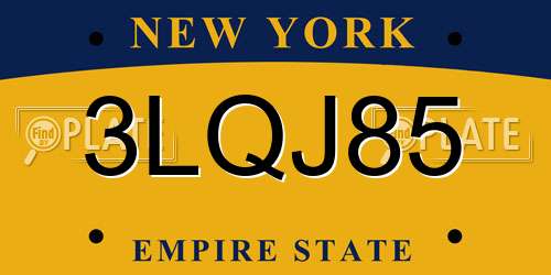3LQJ85 New York License Plate