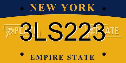 3LS223 New York License Plate