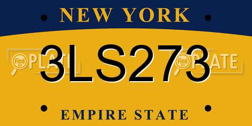 3LS273 New York License Plate