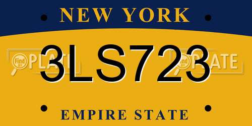 3LS723 New York License Plate