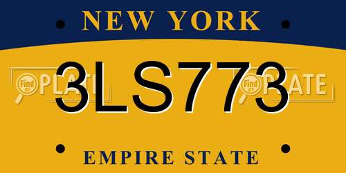 3LS773 New York License Plate