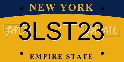 3LST23 New York License Plate