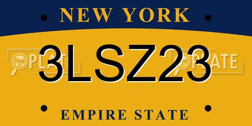3LSZ23 New York License Plate