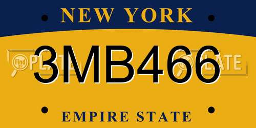 3MB466 New York License Plate