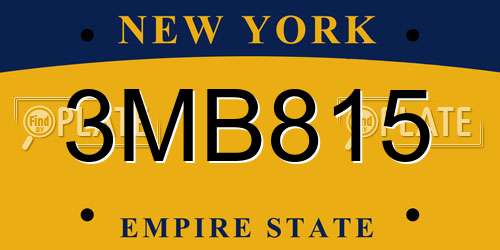 3MB815 New York License Plate