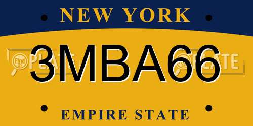 3MBA66 New York License Plate