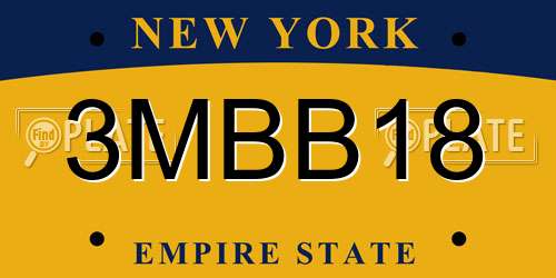 3MBB18 New York License Plate