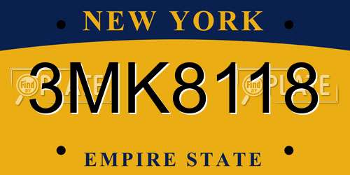 3MK8118 New York License Plate