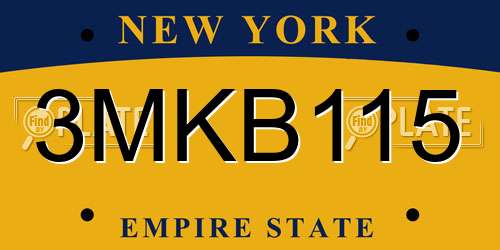 3MKB115 New York License Plate