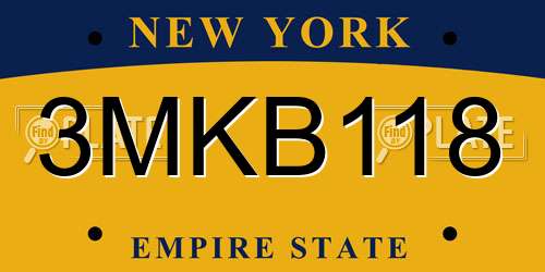 3MKB118 New York License Plate