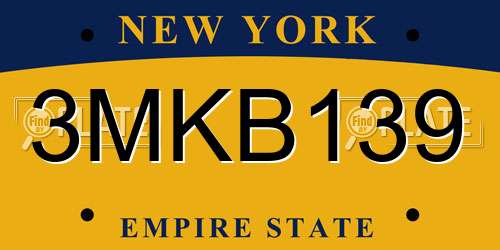 3MKB139 New York License Plate