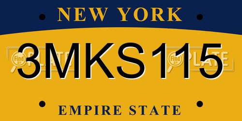 3MKS115 New York License Plate