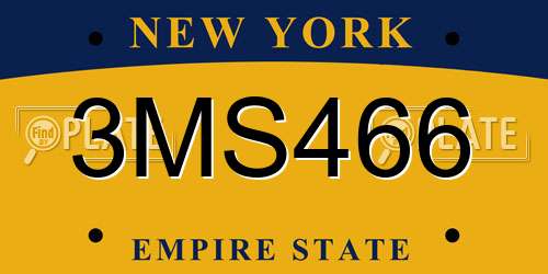 3MS466 New York License Plate
