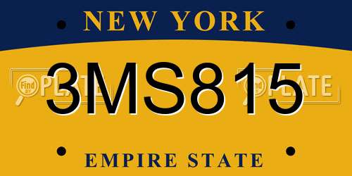 3MS815 New York License Plate