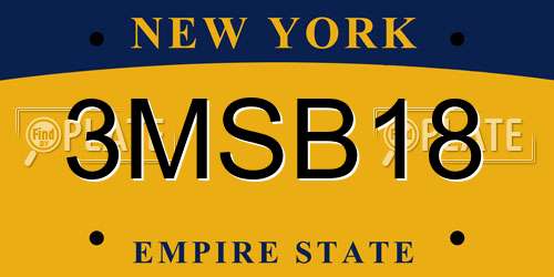 3MSB18 New York License Plate