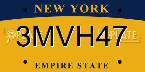 3MVH47 New York License Plate